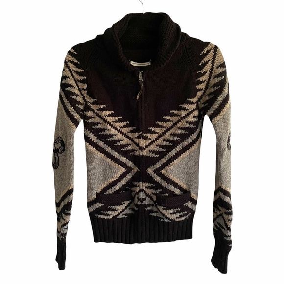(SOLD) ARITZIA Wool Sea To Sky Cowichan Chunky Knit Zip Front Cardigan Sweater S